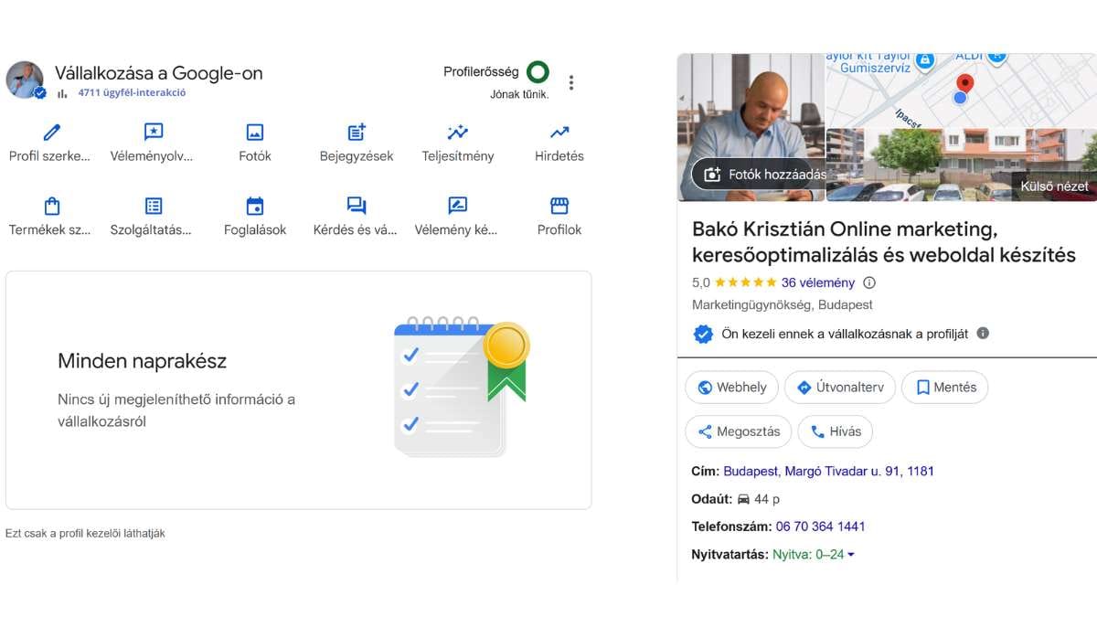 Bakó Krisztián online marketing. Google cégem beállítása