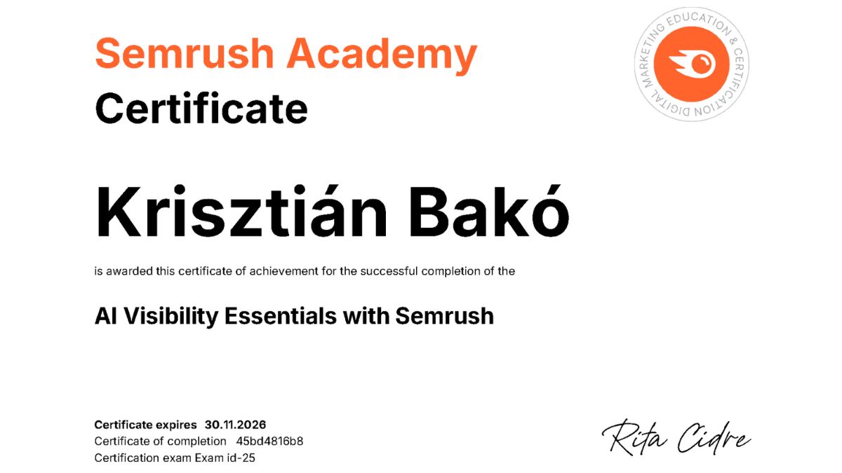AI visibility essentials with semrush tanúsítvány