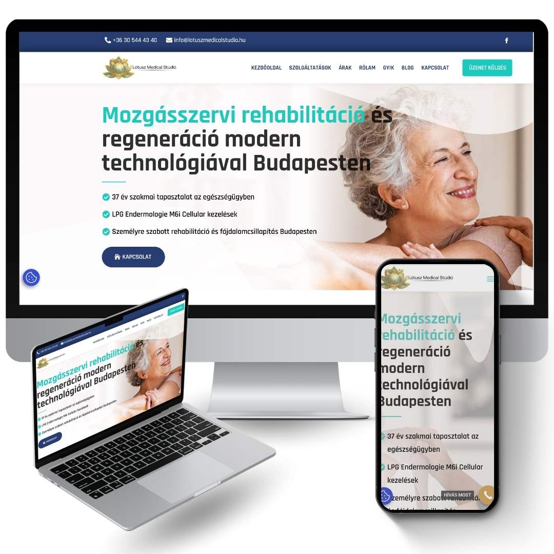 Mozgásszervi rehabilitáció és regenerációval foglalkozó vállalkozásnak weboldal készítés