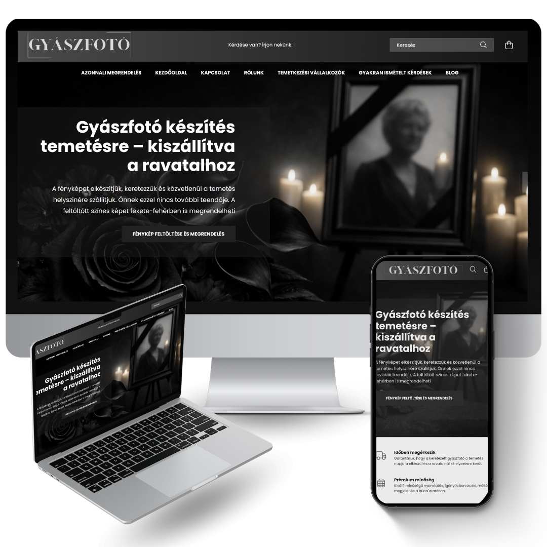 Temetkezési vállalat weboldal készítés – gyászoldal design temetkezési vállalat weboldal készítés gyászoldal reszponzív megjelenéssel mobil és desktop nézetben