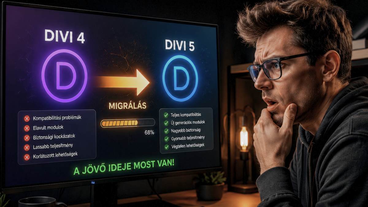 Divi 4-ről Divi 5-re történő migráció WordPress weboldalon, kompatibilitás ellenőrzés és modern webfejlesztési átállás bemutatása